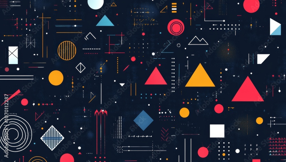 Poster a colorful abstract design with many shapes and lines