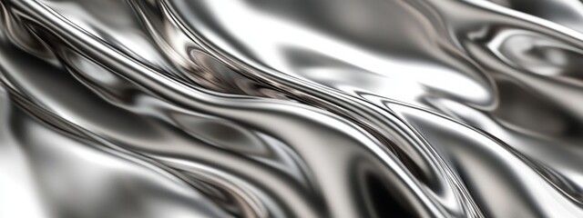 A silver fabric with a shiny, reflective surface