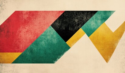 Abstract geometric art with vibrant triangles and grunge texture