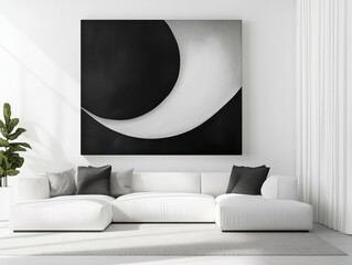 Modern Minimalist Black and White Abstract Art