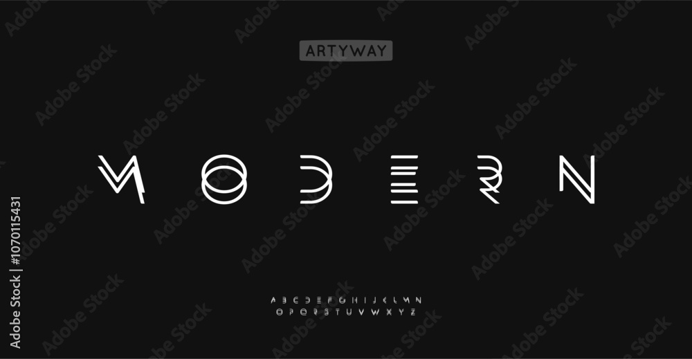 Poster wireframe geometric alphabet, angular overlay letters, modern layered font. abstract futuristic typo