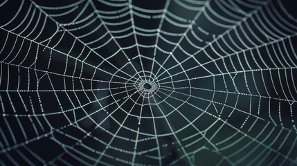 Fototapeta premium Macro Photography of Dewy Spider Web Nature Entomology Background