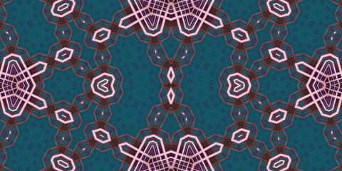 Seamless kaleidoscope pattern. The texture of the woven pattern. Endless pattern