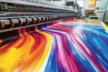 A colorful piece of paper is being printed on a machine