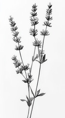 Naklejka premium Lavender, detailed hand drawing of the line, botanical flower, medicinal herbs, light clean background. Generative AI