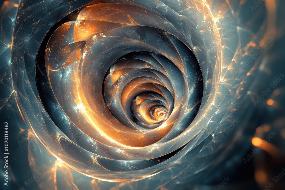 Poster dynamic spiral with concentric curves in 4d design
