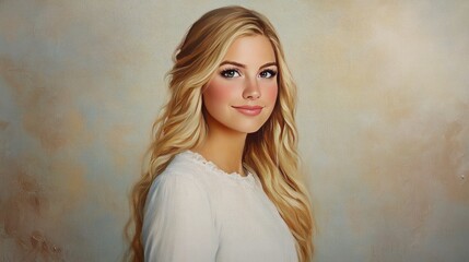 Fototapeta premium Beautiful Woman in Soft Light Oil Painting