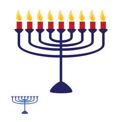 Hanukkah illustration of nine candles or menorah