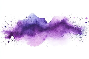 Obraz premium A vibrant purple watercolor splash, blending shades of violet and lavender, with soft edges and scattered droplets, creating an artistic, ethereal effect.