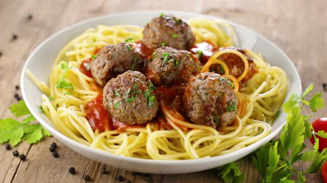 bowl of spaghetti and meatballs