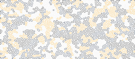 Line seamless pattern. Repeating turning shape isolated on white background. Repeated coral lines. Organic texture. Irregular diffusion