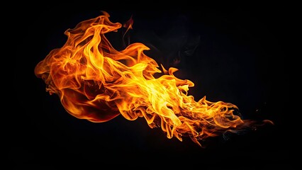 Fototapeta premium Captivating High-Resolution Image of a Single Fire Flame on Black Background for Stunning Visual Impact and Artistic Exploration in Photography