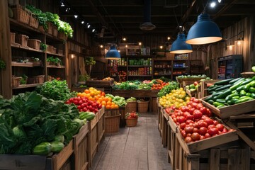 Vibrant Rustic Marketplace Filled with Fresh, Colorful Produce and Dynamic Local Vendors