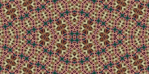 Seamless kaleidoscope pattern. The texture of the woven pattern. Endless pattern