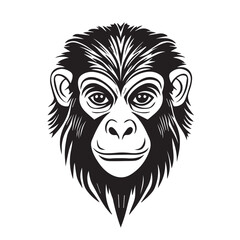 Obraz premium Monkey In cartoon, hand-drawn flat style. image for social media, websites and UI. Isolated 2D vector design in logo, icon, sketch style, simple line vector, single color. AI Generative Art.