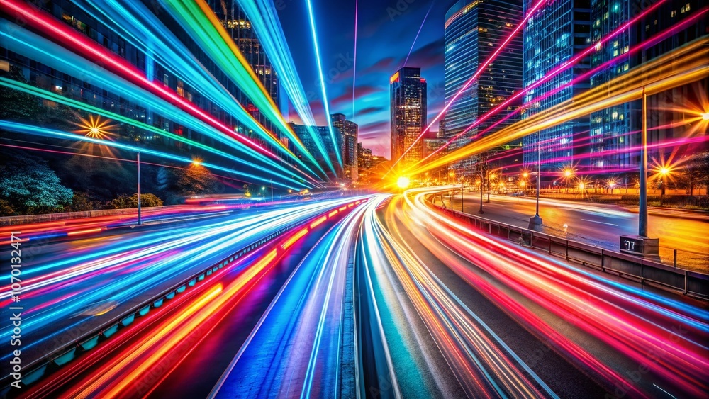 Poster captivating portrait photography of abstract light trails with a fusion of colors and motion, creati