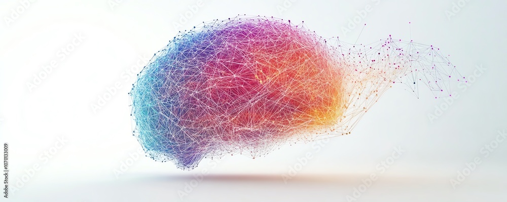 Aufkleber hexagonalshaped colorful brain with interconnected data points on a white background, symbolizing ar