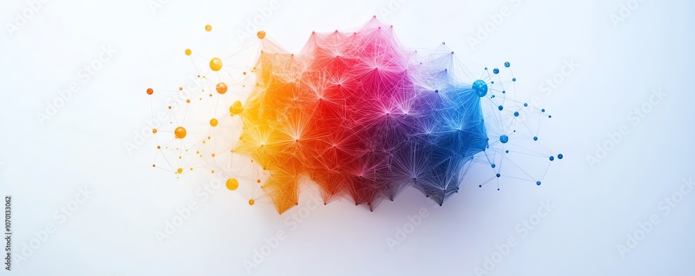 Aufkleber hexagonalshaped colorful brain with interconnected data points on a white background, symbolizing ar