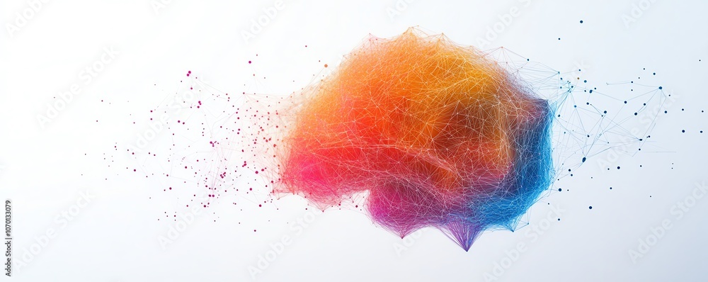 Aufkleber hexagonalshaped colorful brain with interconnected data points on a white background, symbolizing ar