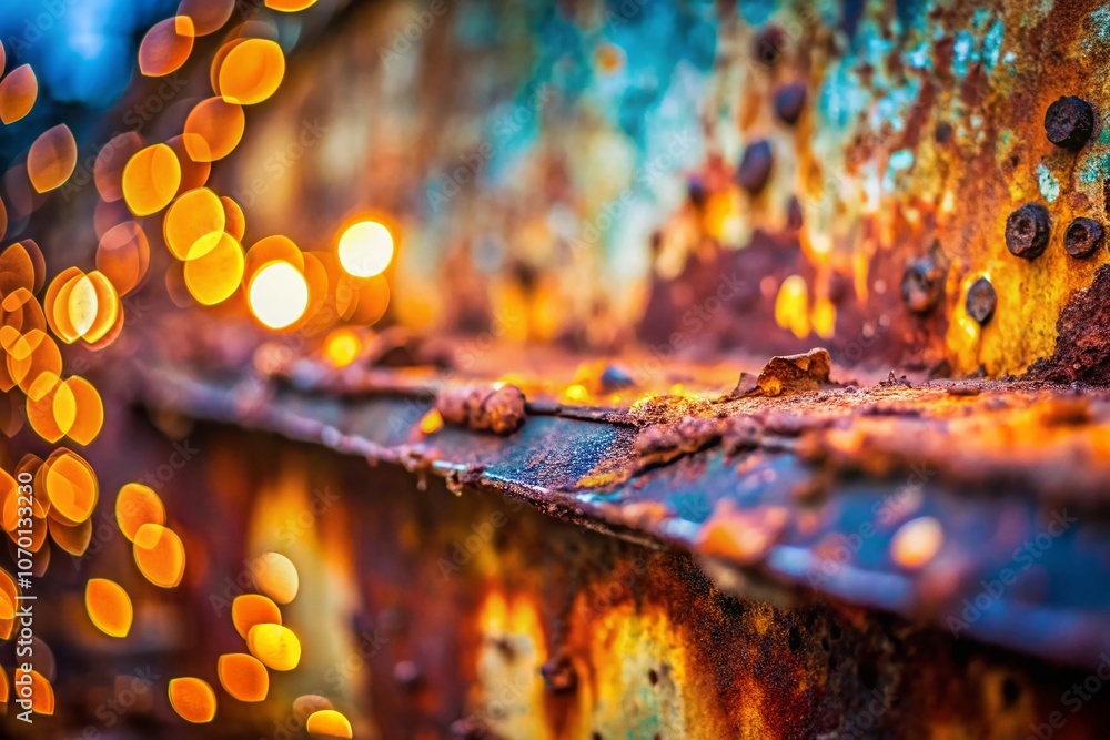 Aufkleber captivating rust bokeh: an artistic blend of color and texture highlighting the beauty of decay and 
