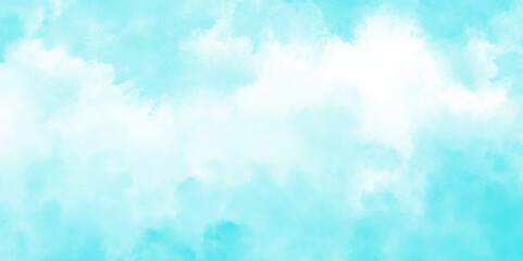 Blue sky with white clouds Abstract nature background of romantic summer. Sunny sky blue light watercolor aquarelle painting brush effect. Fantastic fuzzy and puffy blue sky for design.	
