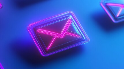 Naklejka premium Neon Email Icon on Vibrant Background