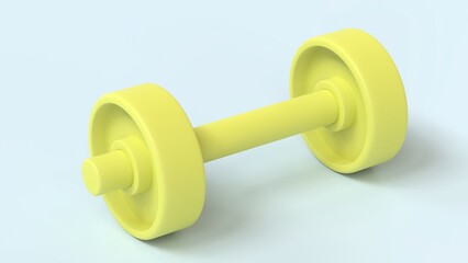 Minimalist yellow dumbbell on a light background, perfect for fitness, wellness, and active lifestyle themes in a modern, playful design.