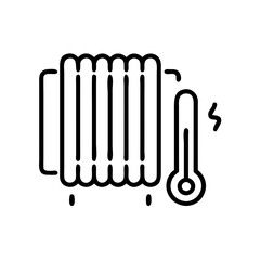 Radiator with thermometer icon representing heating systems and temperature control