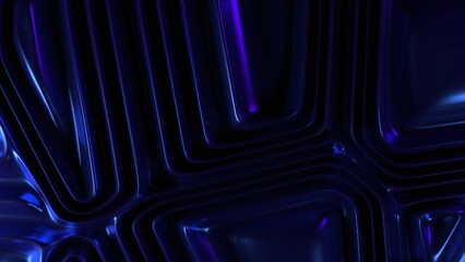 Deep blue layered geometric background with sleek reflections and metallic paint effect, inspired by digital fluidity, abstract art, and modern design aesthetics