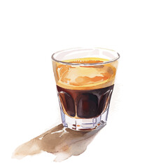 A watercolor vector of an espresso, isolated on a white background.