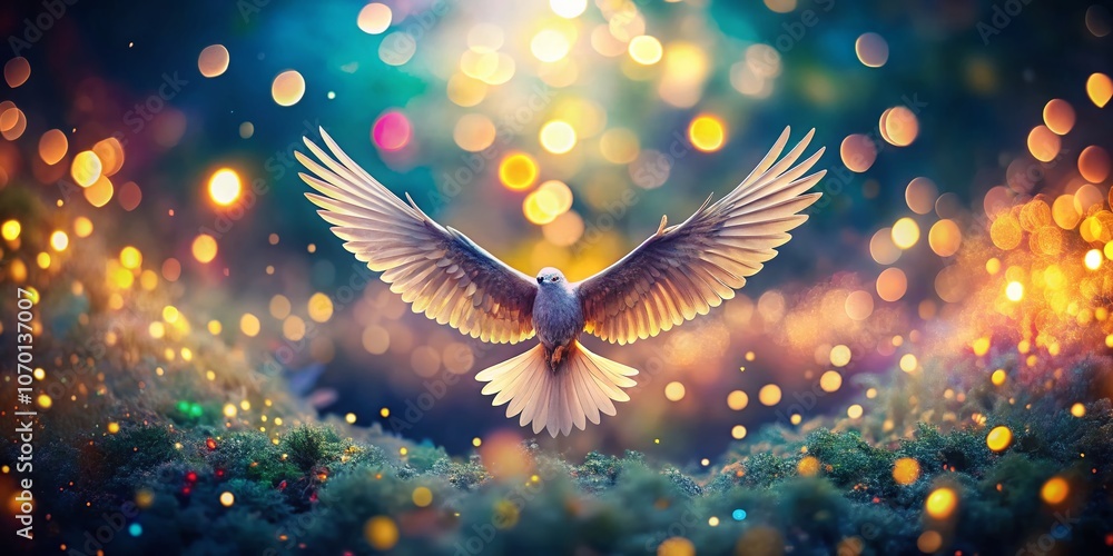 Aufkleber captivating wings in flight with bokeh background creating a dreamy atmosphere, perfect for nature a