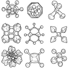 Obraz premium Abstract Geometric Molecular Structures Science Chemistry Design Backgrounds (Transparent Background)