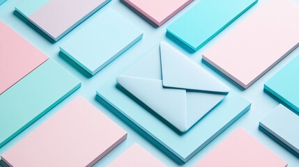 Fototapeta premium Stylish Icon of Envelope Surrounded by Colorful Notes