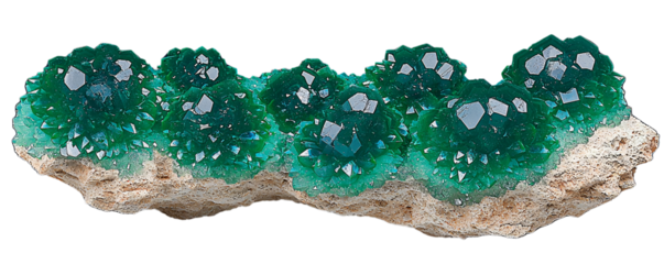 Vibrant Green Dioptase Crystals on Matrix Gemstone Cluster Mineral Specimen Nature s Beauty (Transparent Background)