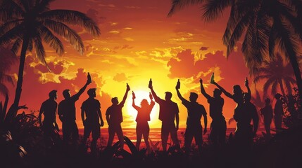Fototapeta premium The Celebratory Beach Silhouette
