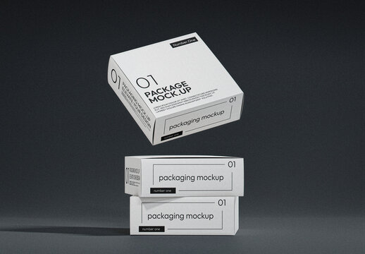 Square Packaging Boxes Mockup