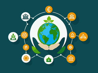 ESG concept icon for business and organization, Environment, Social, Governance and sustainability development concept with flat infographic design vector illustration