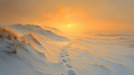 Sunrise over Snowy Dunes