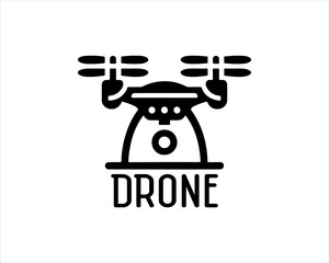 Drone Silhouette Vector Icon Logo Design Illustration 