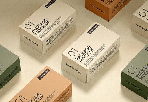Isometric Boxes On The Floor Mockup
