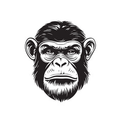 Monkey In cartoon, hand-drawn flat style. image for social media, websites and UI. Isolated 2D vector design in logo, icon, sketch style, simple line vector, single color. AI Generative Art.