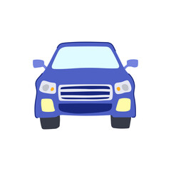 hood car front cartoon. emblem fender, foglights badge, airbag windshield hood car front sign. isolated symbol vector illustration