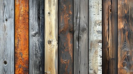 A close-up shot of a wooden fence with various colors of wood.