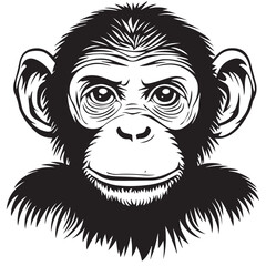Fototapeta premium Monkey In cartoon, hand-drawn flat style. image for social media, websites and UI. Isolated 2D vector design in logo, icon, sketch style, simple line vector, single color. AI Generative Art.