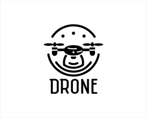 Drone Silhouette Vector Icon Logo Design Illustration 