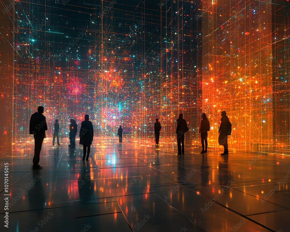 Poster digital representation of a network of people, interconnected through virtual lines, symbolizing dig