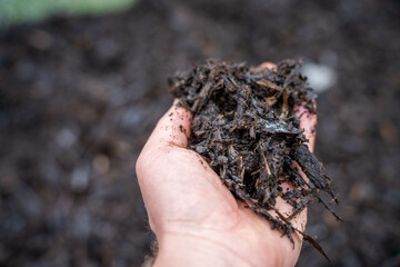 compost ring making compost pile on a farm holding microorganisms storing carbon sustainable regenerative food farm in a field on an agricultural farm in australia