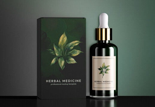 Dropper Bottle With Box Mockup