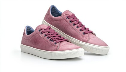 Stylish pink sneakers with a textured finish displayed on a white background