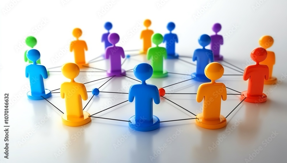 Poster a network of interconnected figures representing different people or groups in the digital space, sy